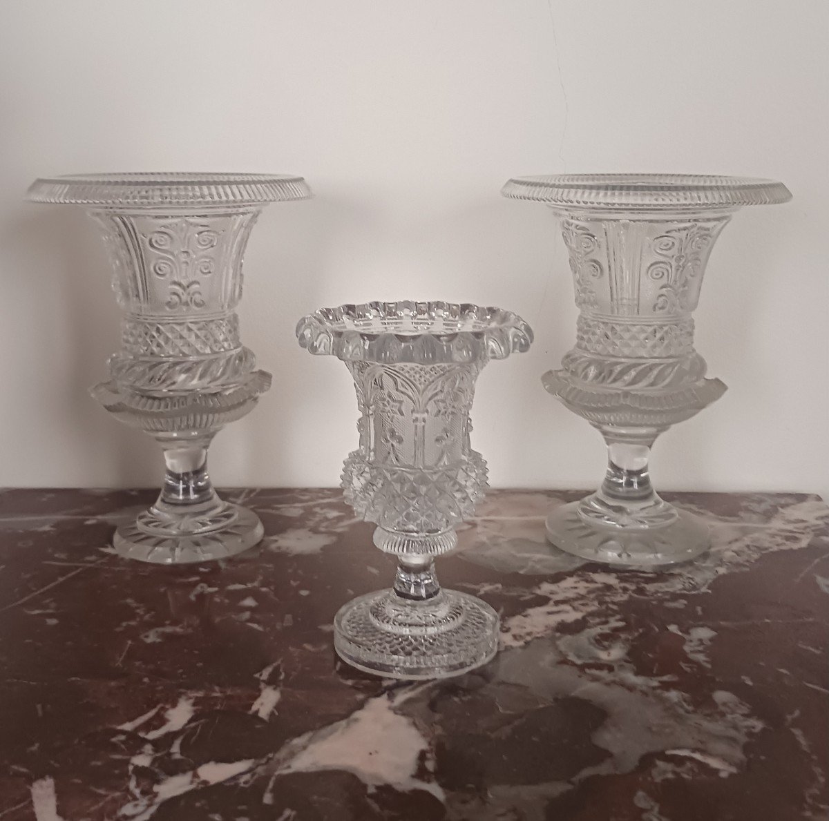 Manufacture Du Creusot Or Baccarat - Rare Pair Of Medici Vases - Restoration Period Crystal, Louis Philippe - Neoclassical-photo-2