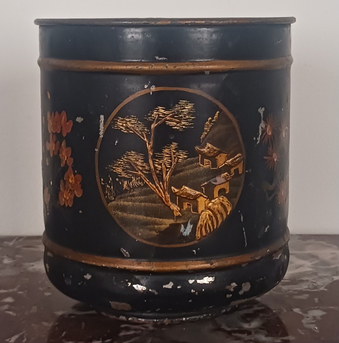 France, Napoleon III Period - Refreshment Stand Or Pot Cover In Sheet Metal - Varnish Imitating Chinese Louis XV Style-photo-2