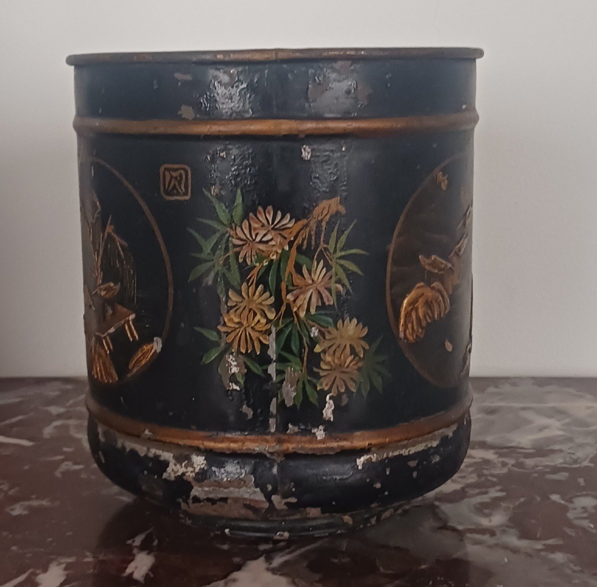 France, Napoleon III Period - Refreshment Stand Or Pot Cover In Sheet Metal - Varnish Imitating Chinese Louis XV Style-photo-4