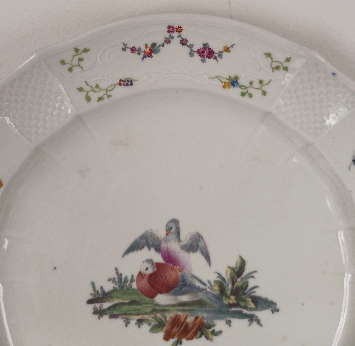 Manufacture De Fürstenberg - Ornithological Plate - Wickerwork Border - Porcelain-photo-2