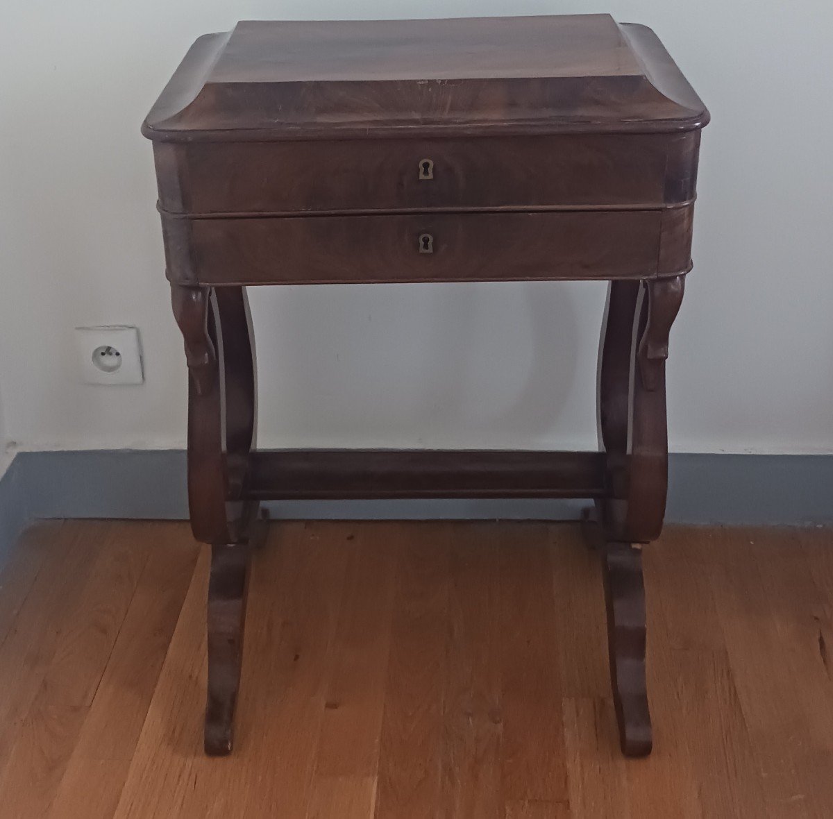 France, Louis-philippe Period - Small Mahogany Worker Or Dressing Table - Good Condition-photo-4