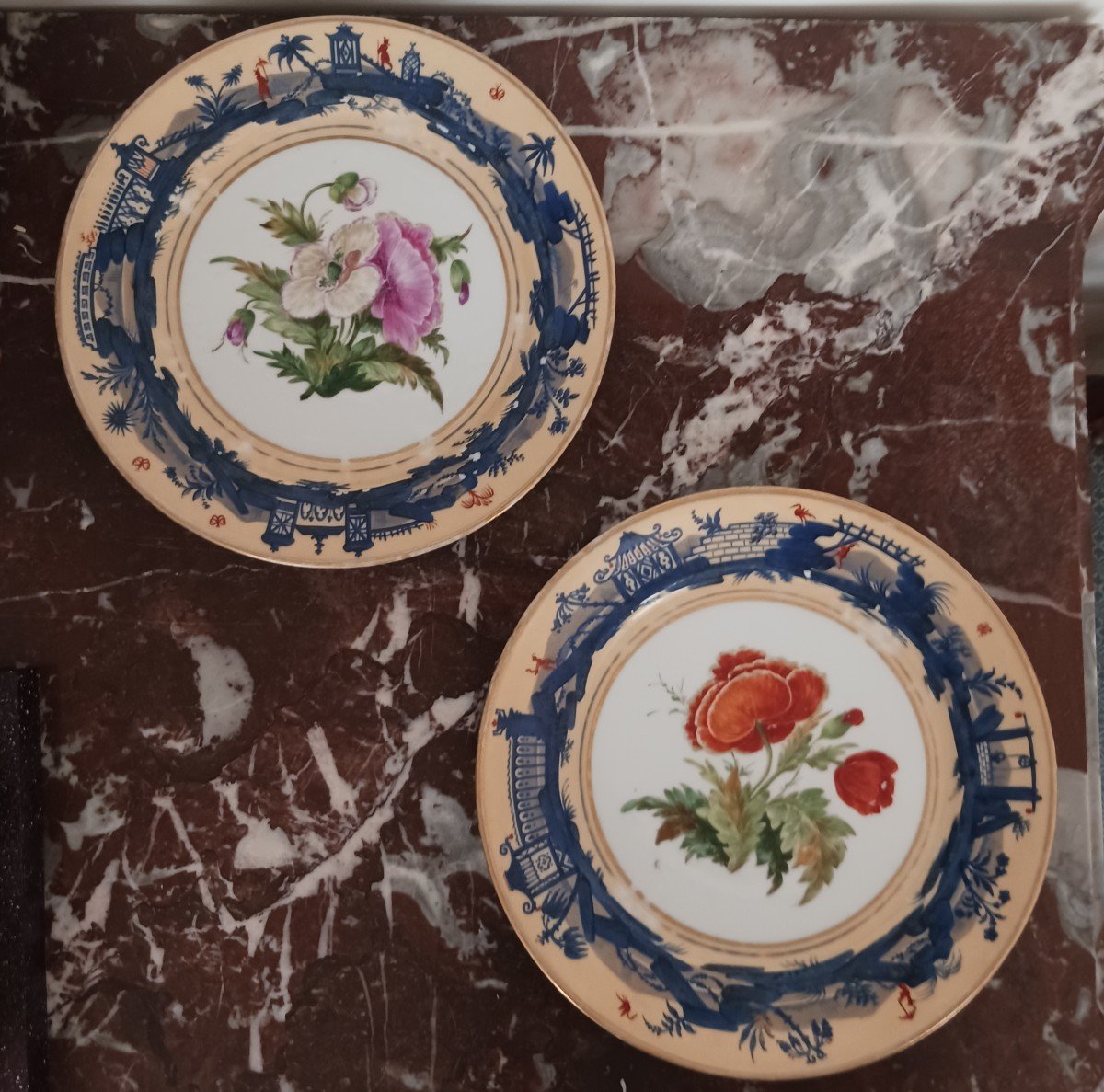Paris, Restoration Period, Louis Philippe - Pair Of Dessert Plates - Porcelain