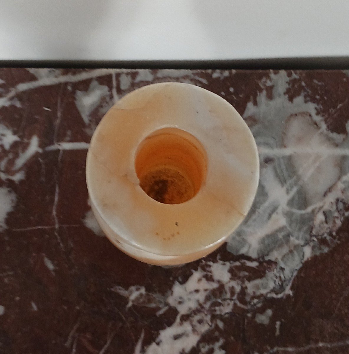 Intéressant vase balustre - albâtre rubané tourné - travail moderne-photo-2
