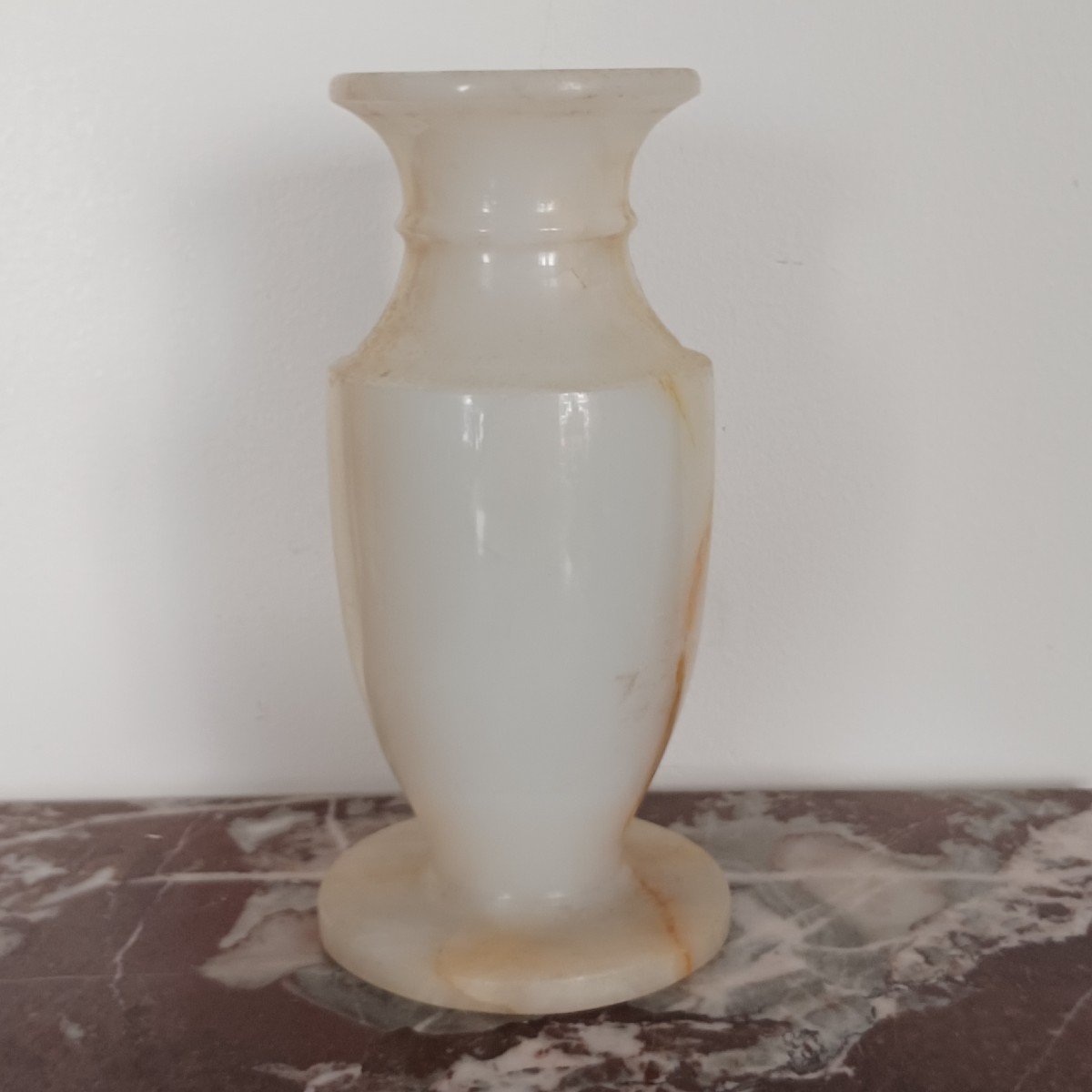 Interesting Baluster Vase - Turned Banded Alabaster Or Onyx - Modern Work-photo-2