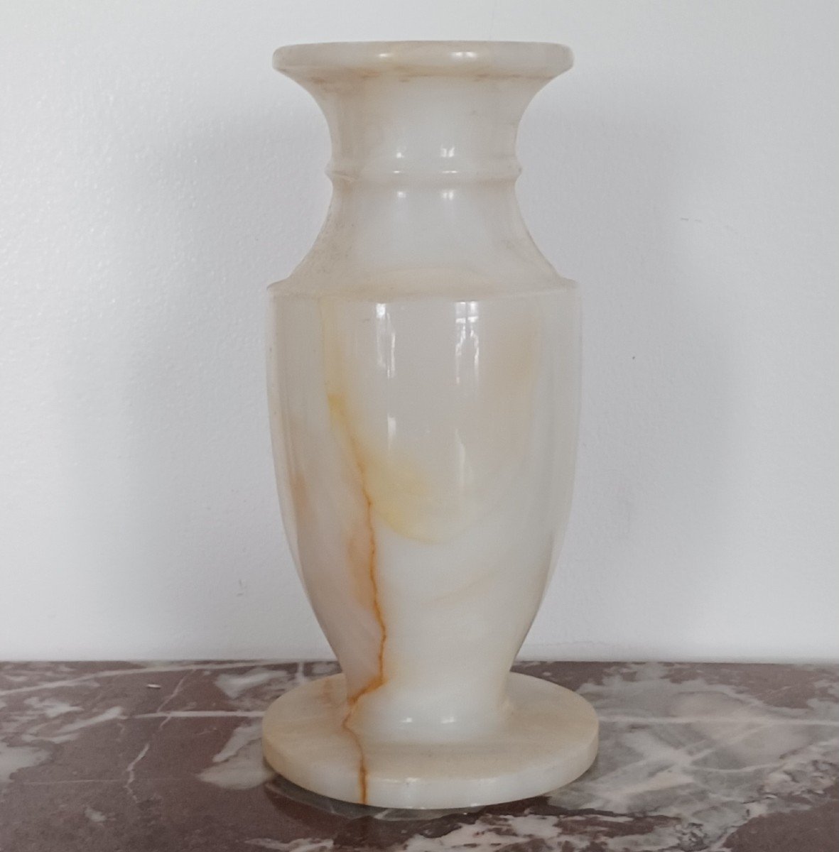 Interesting Baluster Vase - Turned Banded Alabaster Or Onyx - Modern Work-photo-4