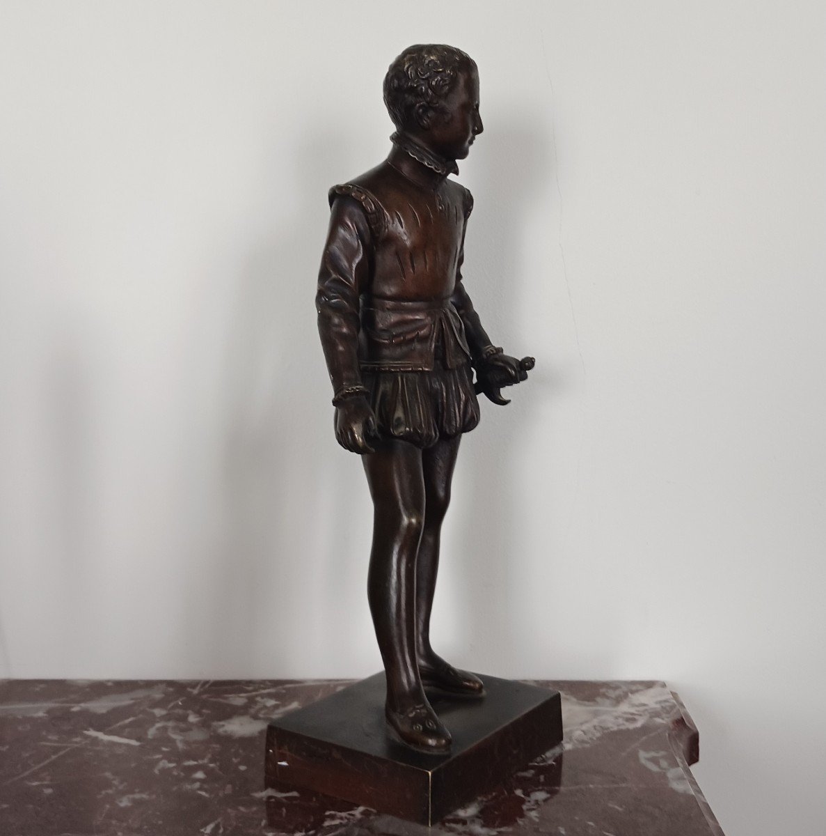 Baron Bosio, After - Bronze Figure Of Henri IV As A Child - Medal Patina-photo-3