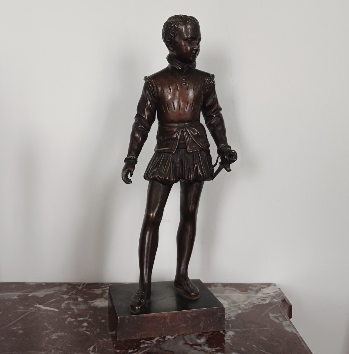 Baron Bosio, After - Bronze Figure Of Henri IV As A Child - Medal Patina-photo-4