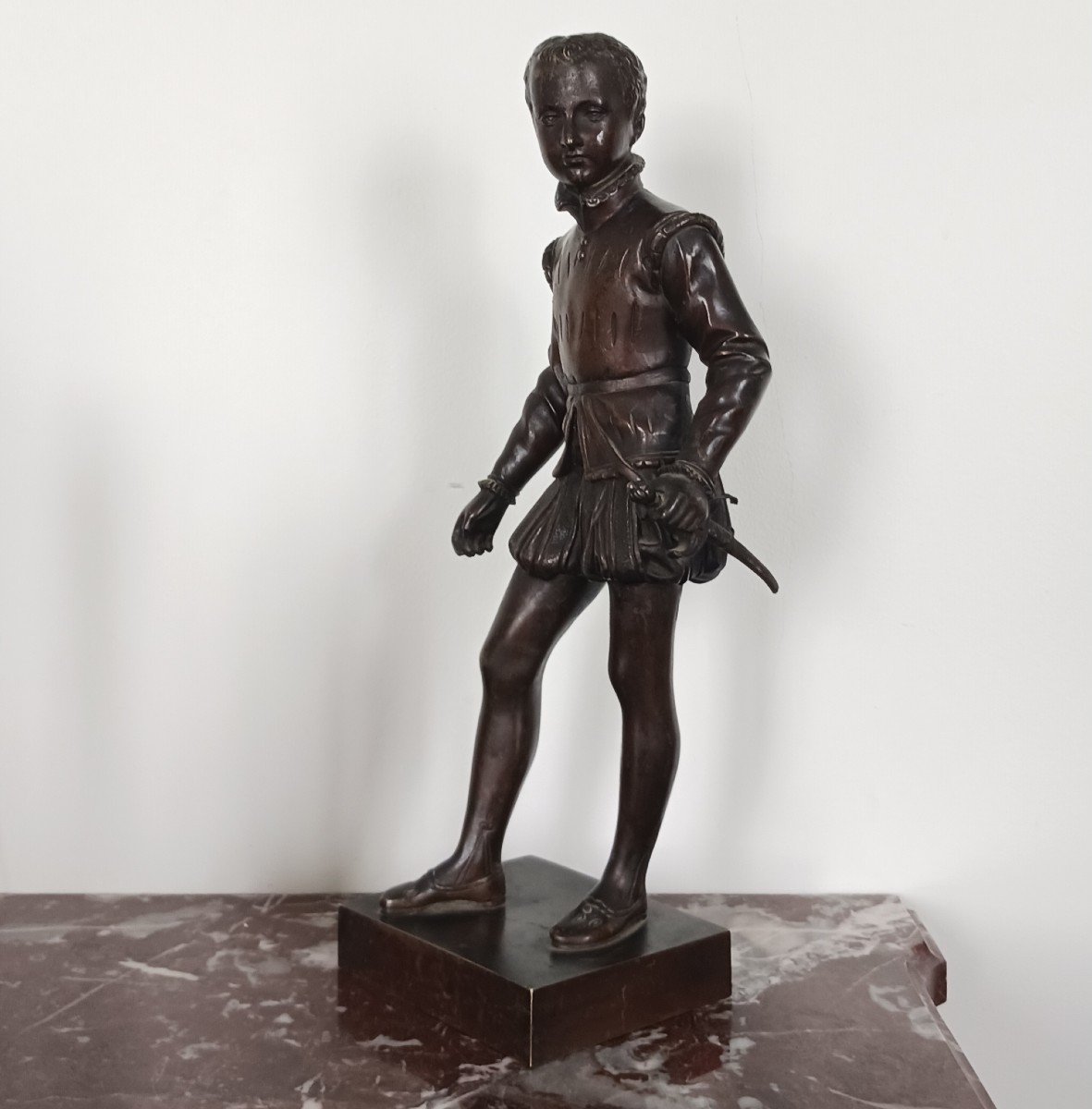 Baron Bosio, After - Bronze Figure Of Henri IV As A Child - Medal Patina-photo-4