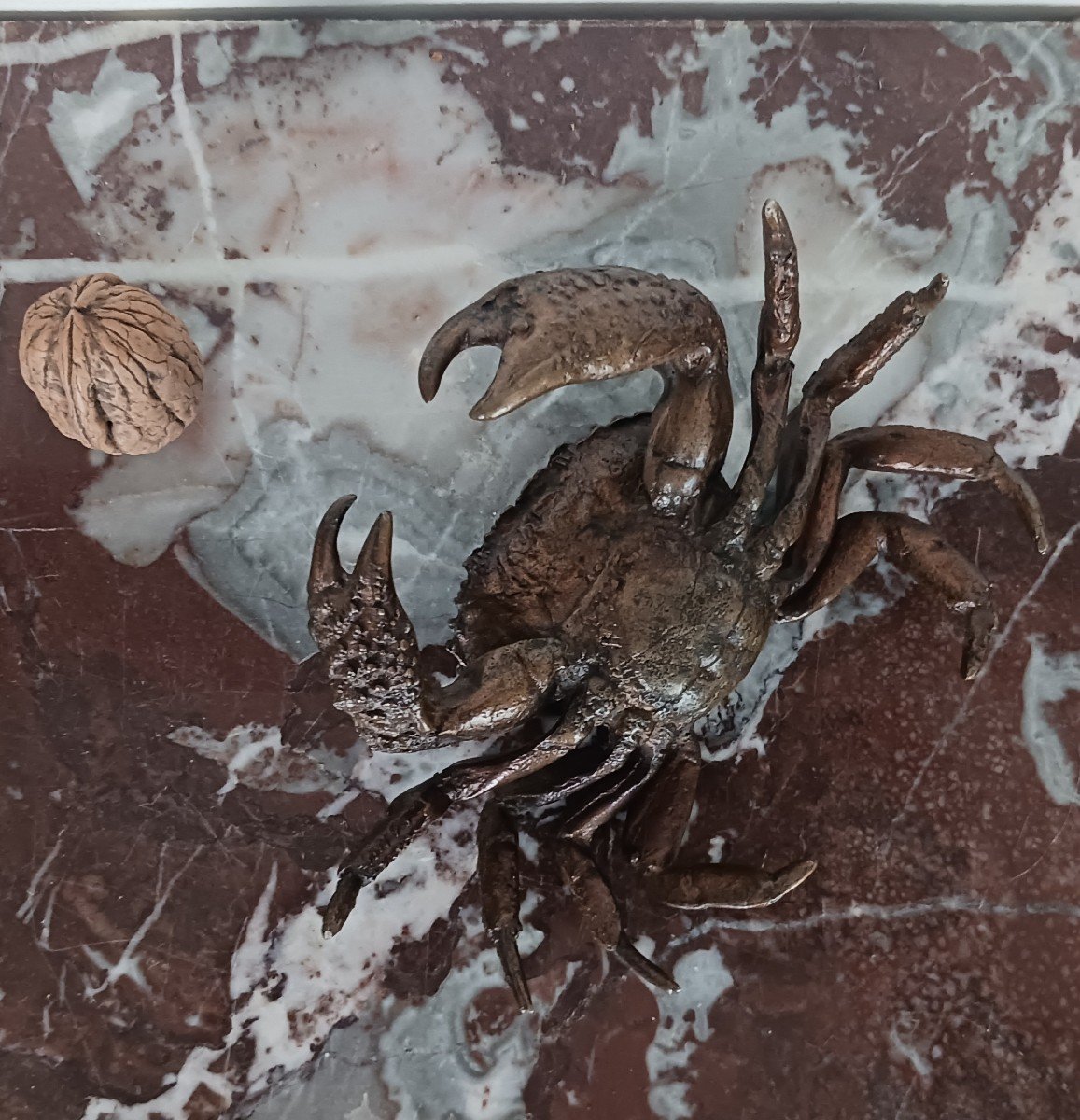 Kunstkammer - Crab In Patinated Bronze - Renaissance Style From Padua-photo-2