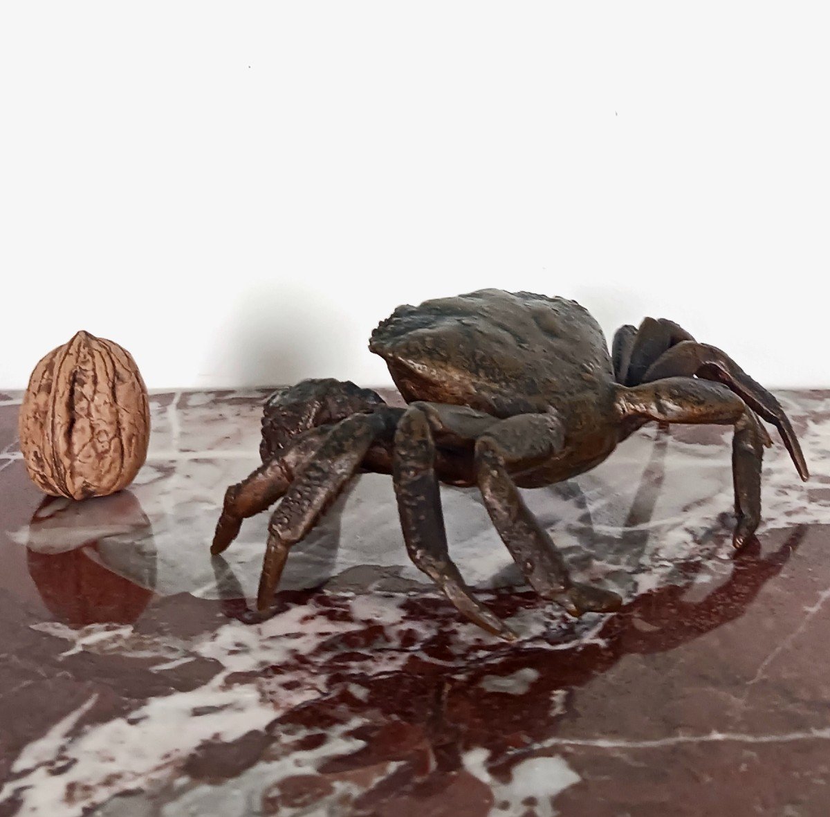 Kunstkammer - Crab In Patinated Bronze - Renaissance Style From Padua-photo-3