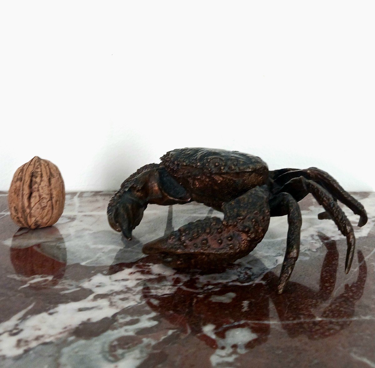 Kunstkammer - crabe en bronze patiné - genre de Padoue à la Renaissance