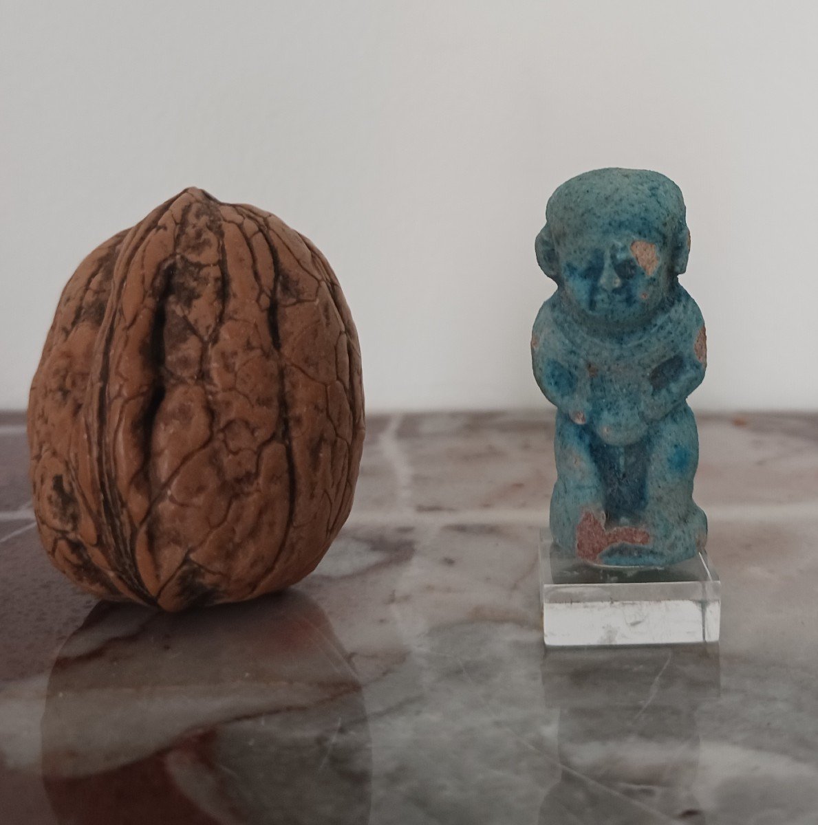 Ancient Egypt - Ptolemaic Style Amulet Ptah Patèque - Blue Frit Style-photo-1