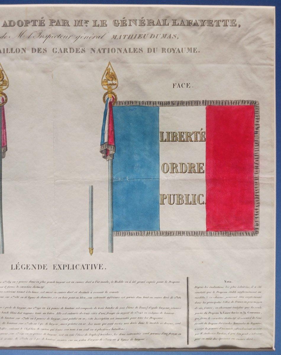 Tardieu, d'après Lafayette - gravure de drapeau de la Garde Nationale pour l'administration -photo-5