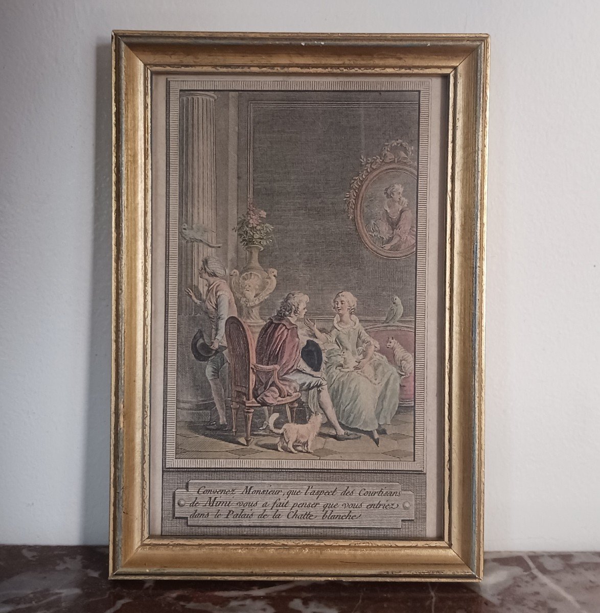 France, Late 18th Century - Suite Of 4 Framed Coloured Engravings - Louis XVI-photo-4