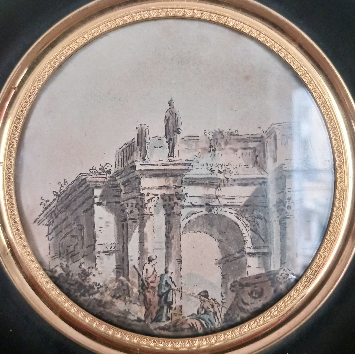 Souvenir Du Grand Tour - Enhanced Medallion, Framed - Animated Ruins Of The Arc De Triomphe-photo-4