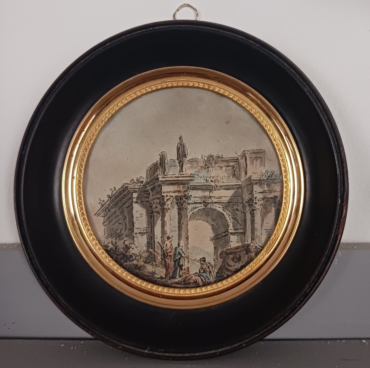 Souvenir Du Grand Tour - Enhanced Medallion, Framed - Animated Ruins Of The Arc De Triomphe