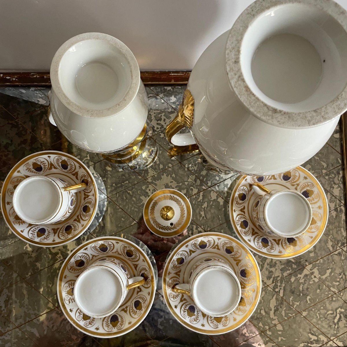 Paris, Empire Period, Restoration - Porcelain Tea And Coffee Set - 6 Pieces-photo-1