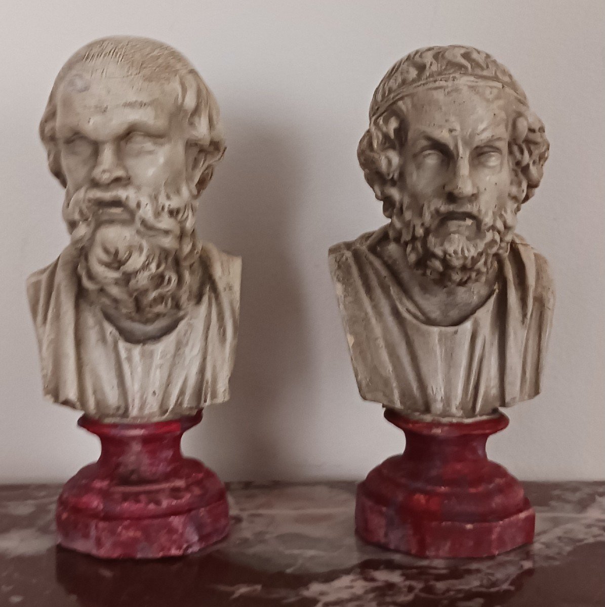 Souvenir Du Grand Tour - Pair Of Library Busts - Homer And Socrates-photo-4