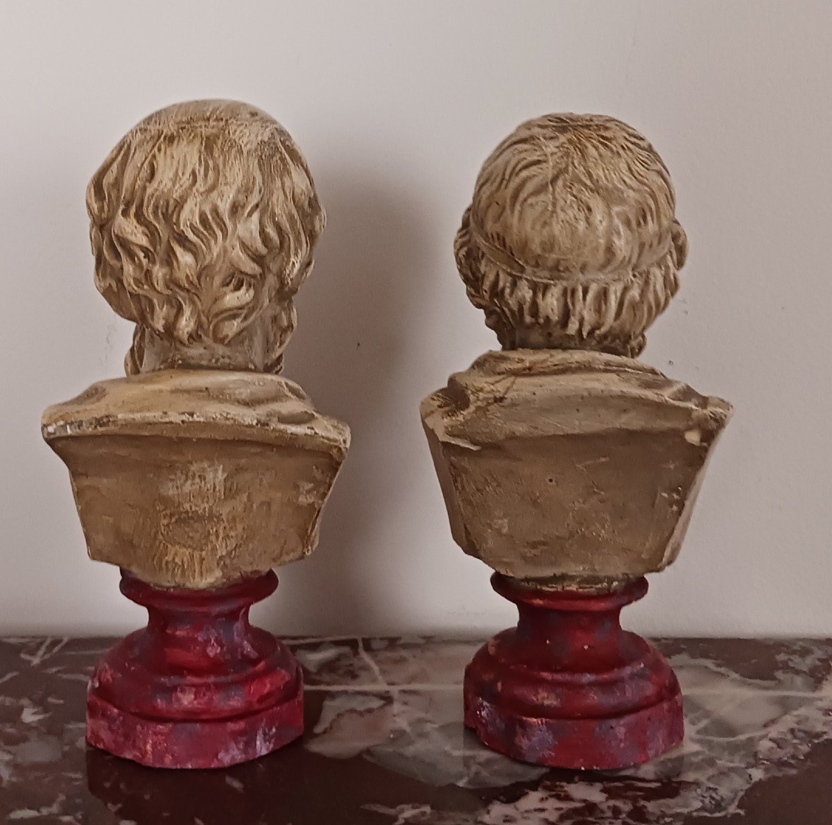 Souvenir Du Grand Tour - Pair Of Library Busts - Homer And Socrates-photo-3