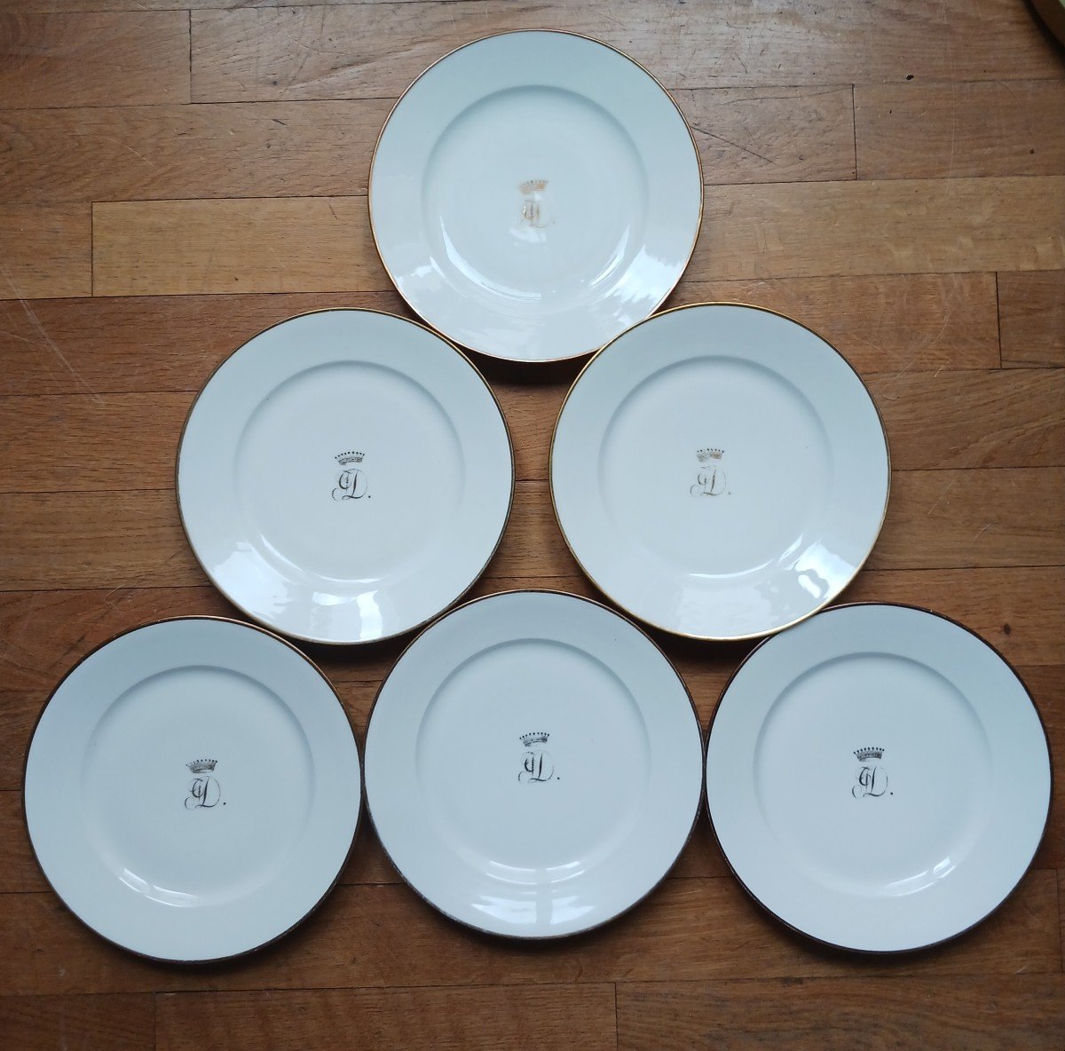 Manufacture De Nast - Suite Of 6 Dessert Plates Empire, Restoration - Count's Crown-photo-4