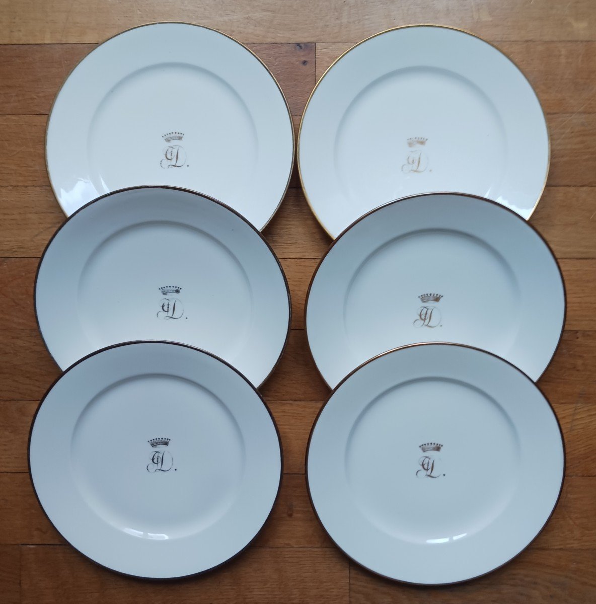 Manufacture De Nast - Suite Of 6 Dessert Plates Empire, Restoration - Count's Crown-photo-1