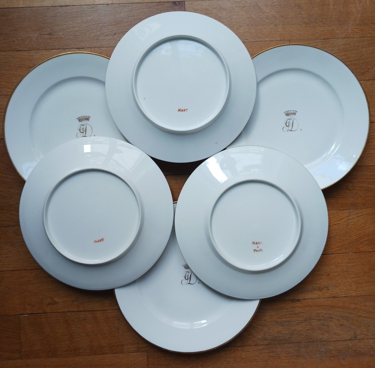 Manufacture De Nast - Suite Of 6 Dessert Plates Empire, Restoration - Count's Crown-photo-1