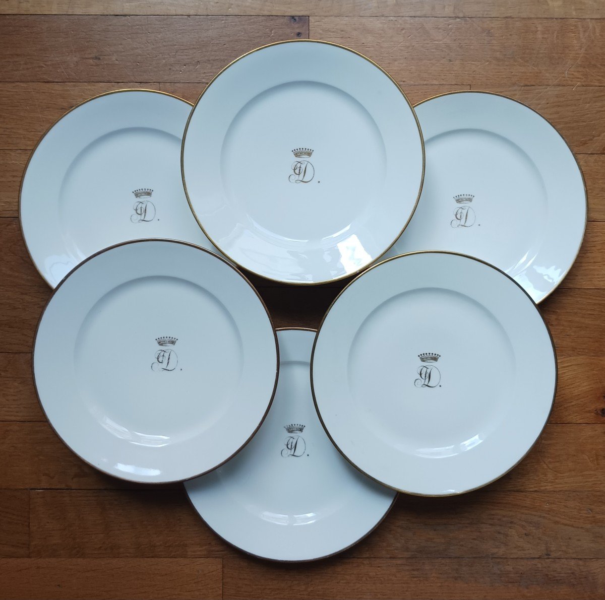 Manufacture De Nast - Suite Of 6 Dessert Plates Empire, Restoration - Count's Crown