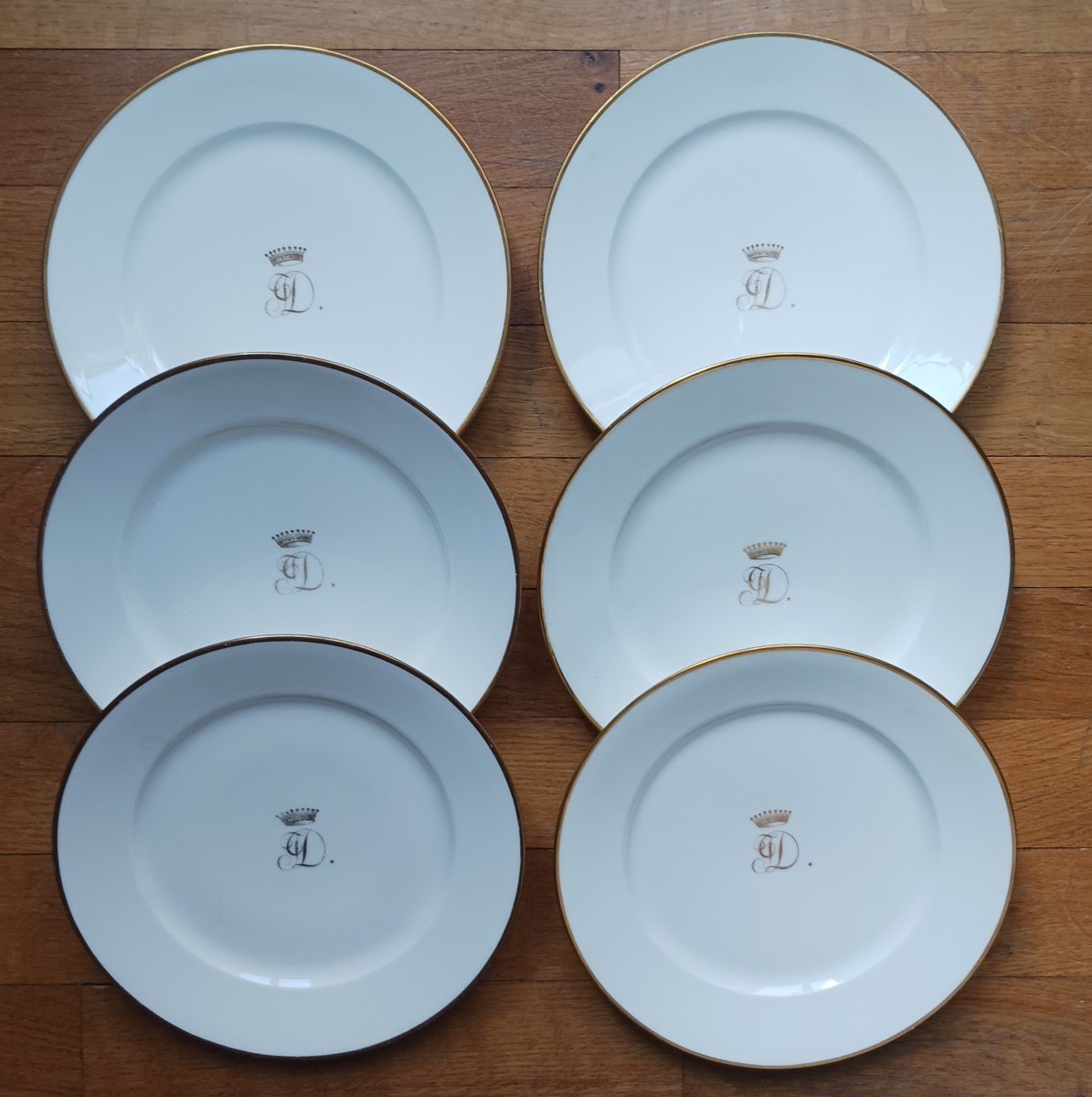 Manufacture De Nast - Suite Of 6 Dessert Plates Empire, Restoration - Count's Crown-photo-2