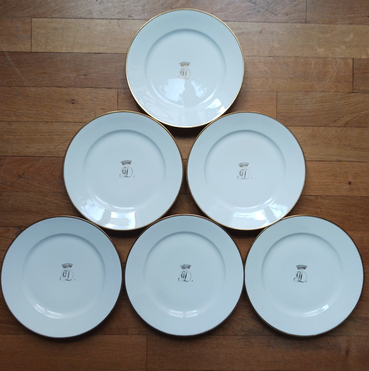 Manufacture De Nast - Suite Of 6 Dessert Plates Empire, Restoration - Count's Crown-photo-4