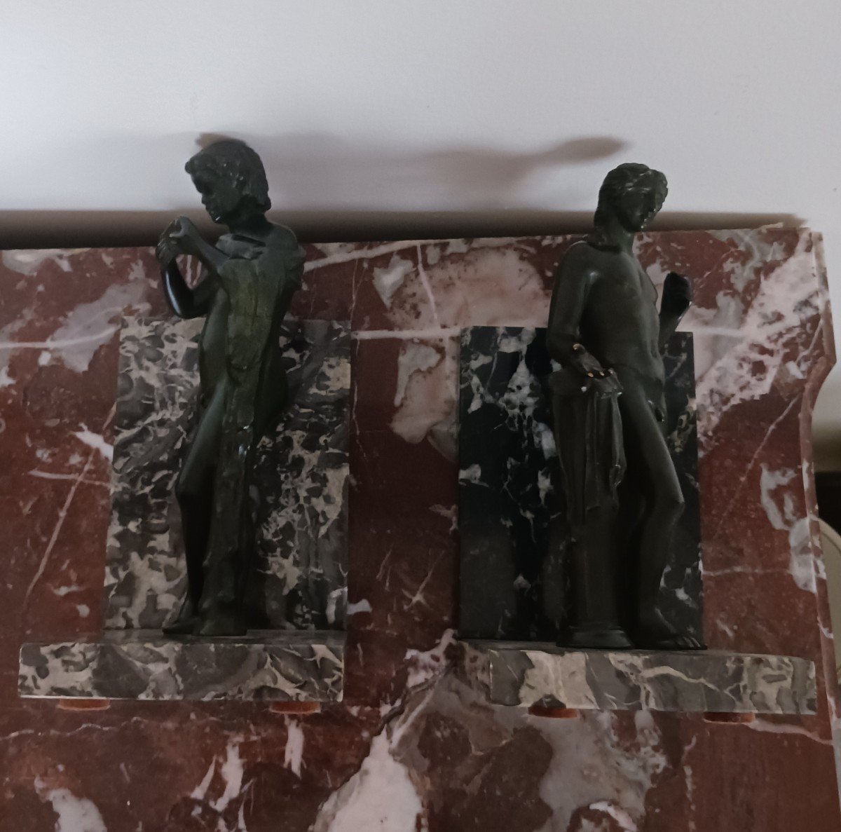 Souvenir Du Grand Tour - Pair Of Marble Bookends - Apollo And Satyre-photo-1