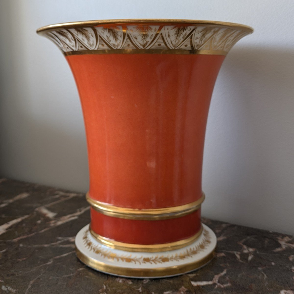 Paris, vers 1800 - vase jasmin ou cache pot, fond corail - Consulat, Empire -photo-4