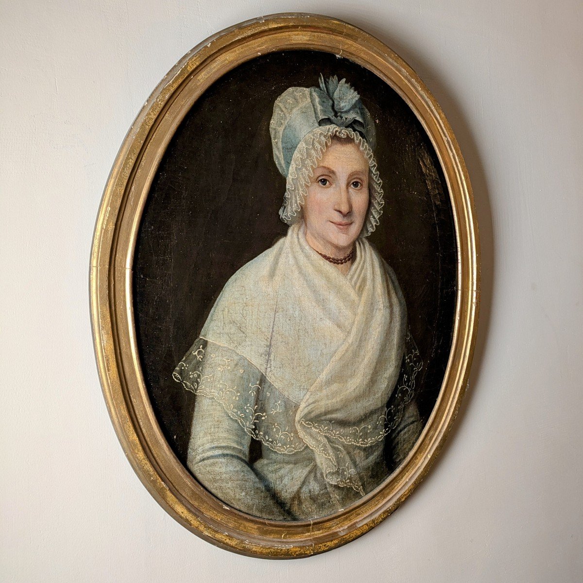 Portrait d'une Demoiselle - travail français d'époque Restauration -photo-2