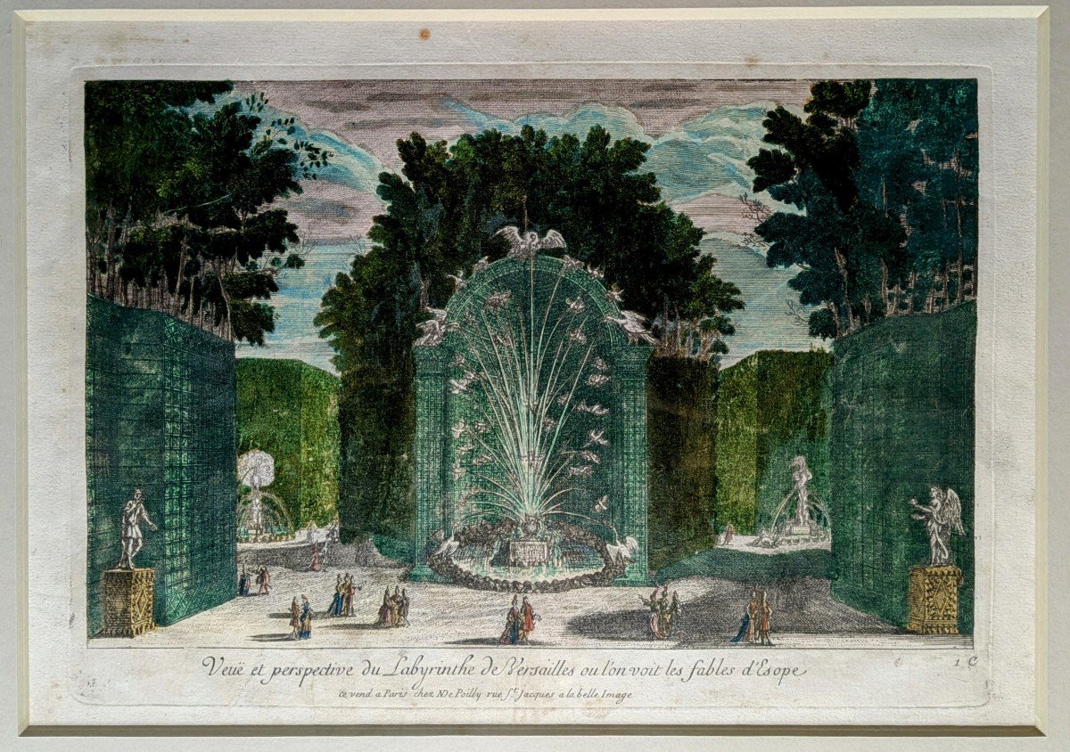 Paris, vers 1690 - vue d'optique des jardins de Versailles, du labyrinthe d'Esope-photo-4