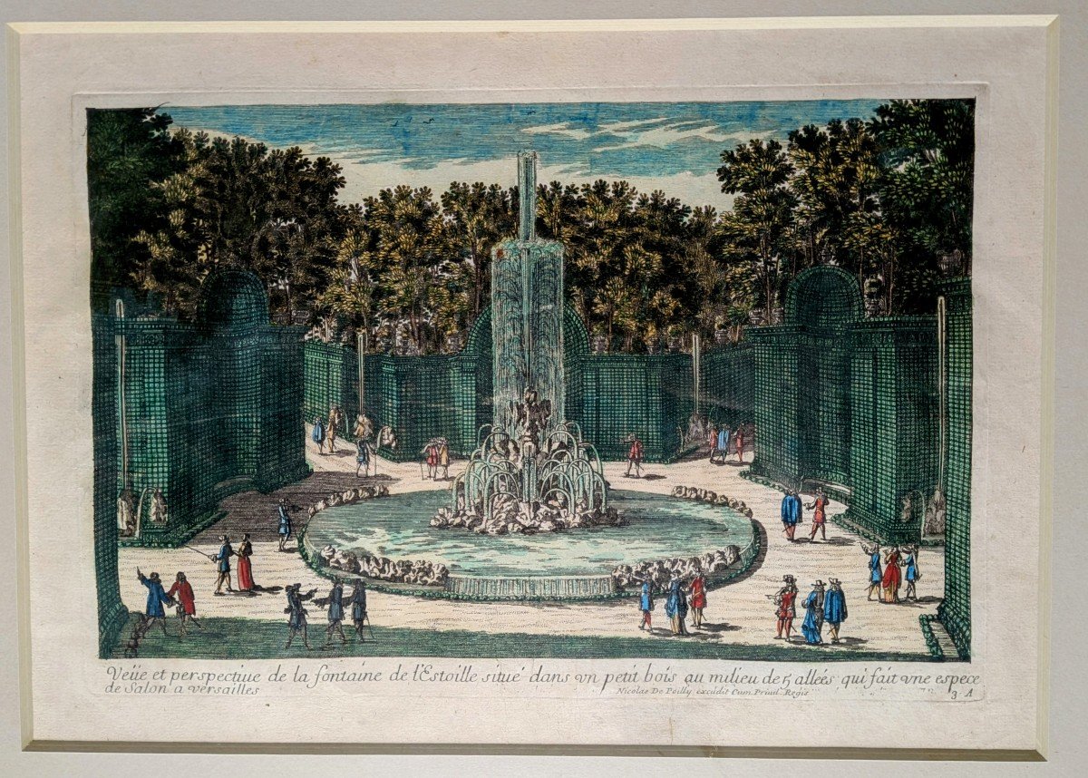 Paris, vers 1690 - vue d'optique des jardins de Versailles, de la Fontaine de l'Estoile-photo-3