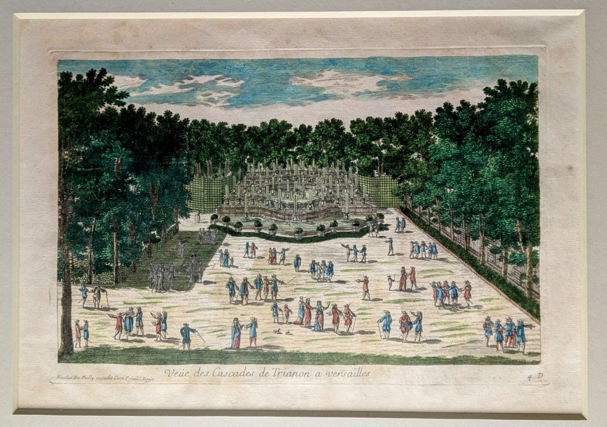 Paris, vers 1690 - vue d'optique des jardins de Versailles, des cascades de Trianon-photo-2