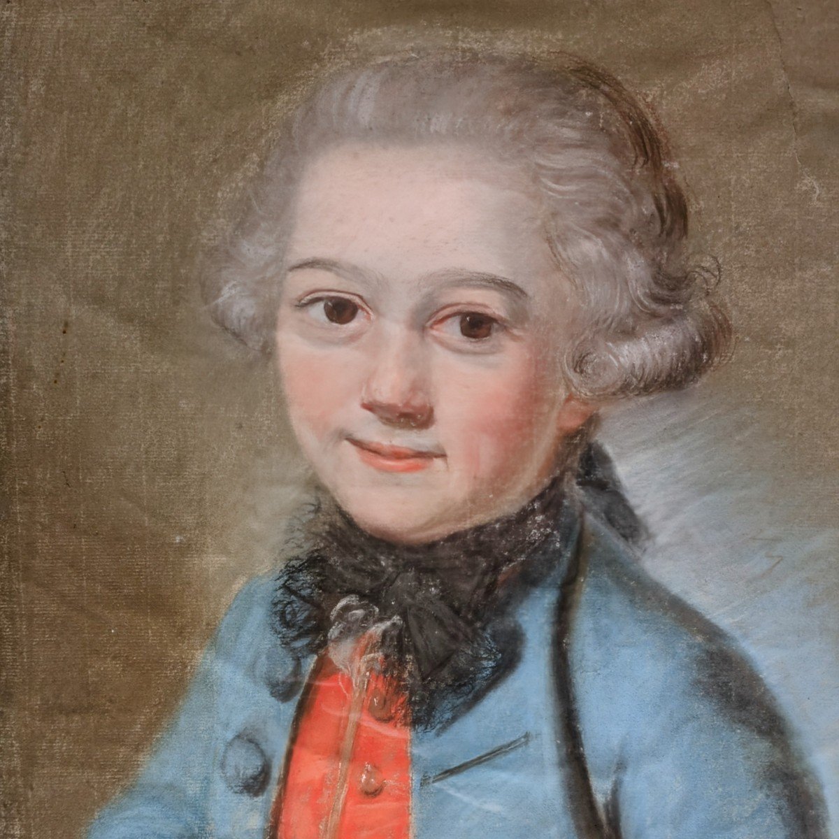 France, époque Louis XVI - portrait d'un jeune aristocrate au pastel-photo-2