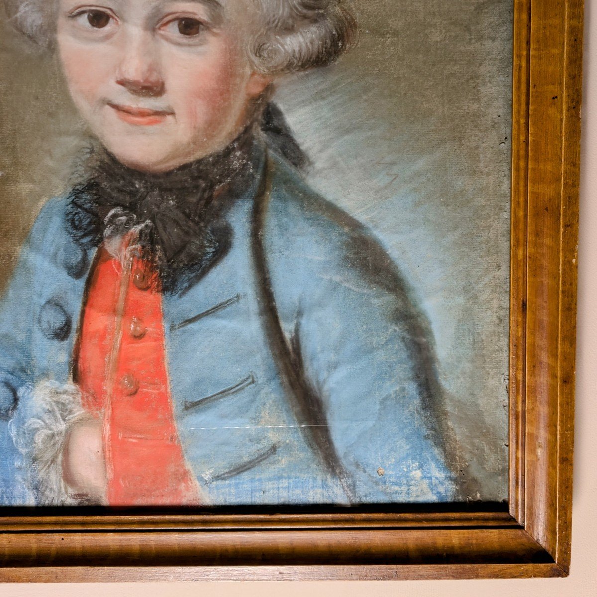 France, époque Louis XVI - portrait d'un jeune aristocrate au pastel-photo-3