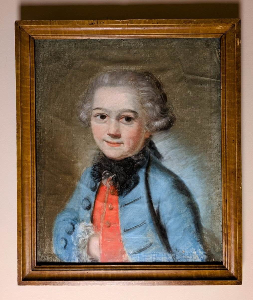 France, époque Louis XVI - portrait d'un jeune aristocrate au pastel