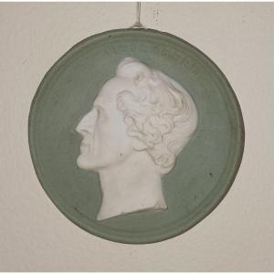 D'après David d'Angers : Meyerbeer - portrait en biscuit, façon Wedgwood - milieu du XIX s.