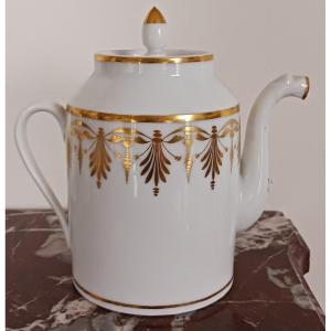 Paris, Empire Period, Restoration - Gilded Hard-paste Porcelain "litron" Teapot - Palmettes Decoration