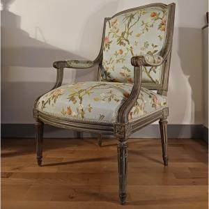 Jean Baptiste Lelarge III - Rare Low Half-cabriolet Armchair - Lacquered Beech