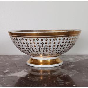 Paris, Empire Period, Restoration - Large Compotier, Bowl - Gilded Porcelain