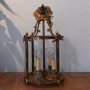 Lanterne de porche, vestibule - verre et métal doré - style Louis XVI 