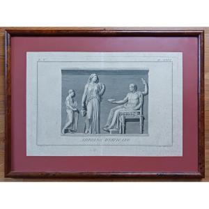 Alessandro Mochetti - Large Antique Sarcophagus Engraving - Framed