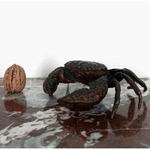 Kunstkammer - crabe en bronze patiné - genre de Padoue à la Renaissance