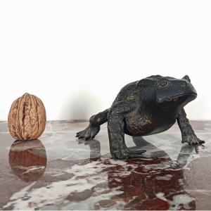 Kunstkammer - crapaud en bronze patiné - genre de Padoue à la Renaissance