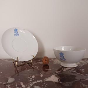 Manufacture De Sèvres, Service Des Offices - Bowl And Saucer Or Lunch - Fontainebleau