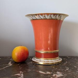 Paris, vers 1800 - vase jasmin ou cache pot, fond corail - Consulat, Empire 