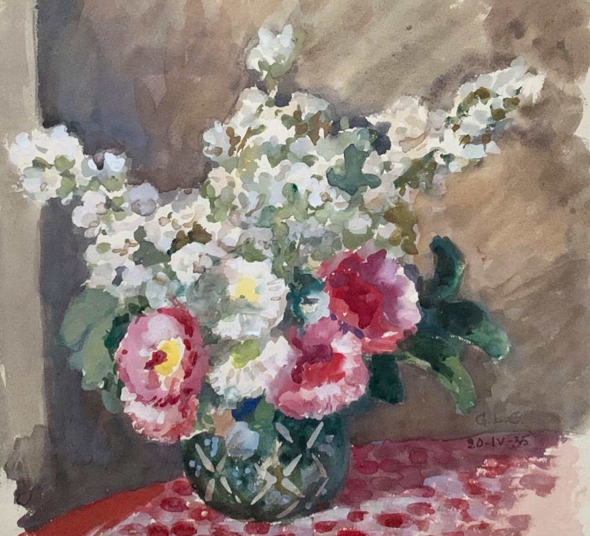 Georges Louis Claude (1879-1963), Bouquet d'Hortensias. -photo-3