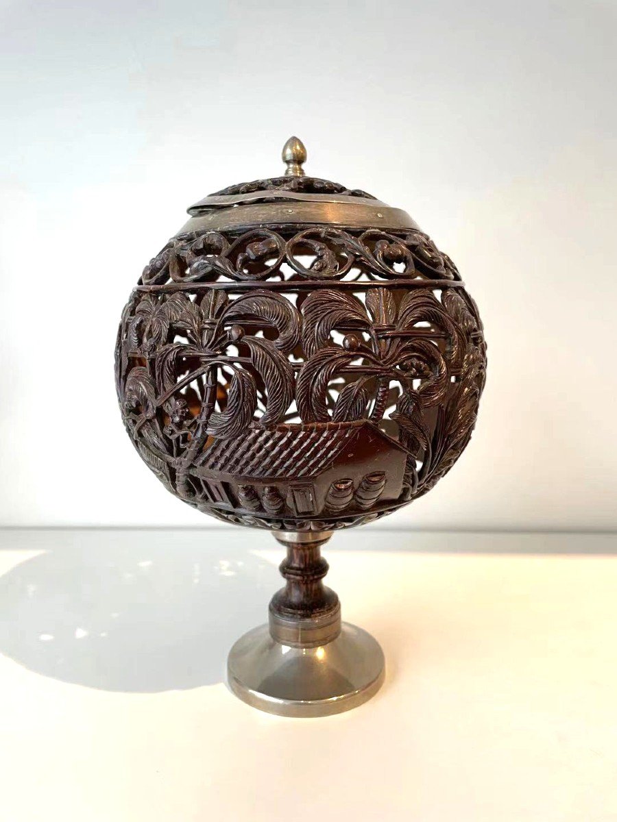 Carved Coconut, France XIXth Century-photo-3